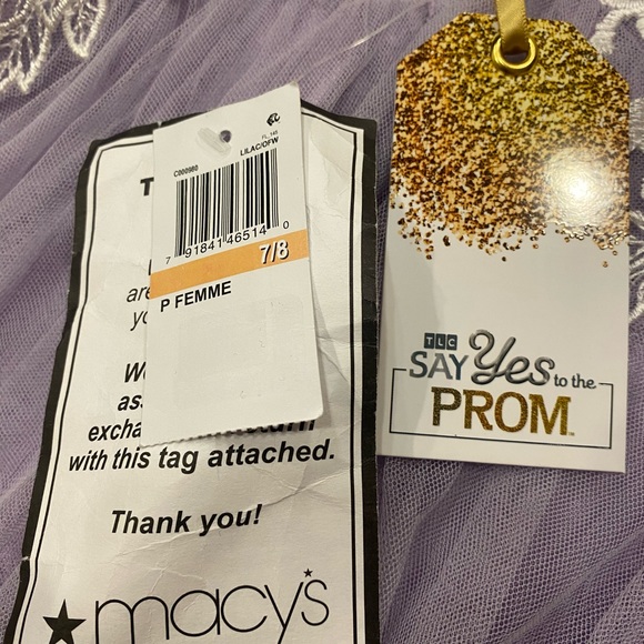 Say Yes to the Prom Juniors' Embroidered Embellished Gown 7/8 Lavender V- Neck - Picture 4 of 8